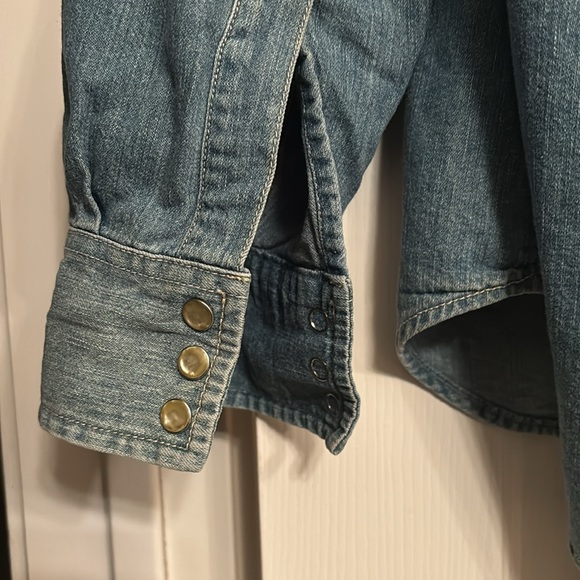 Lucky Legend western denim shirt jacket XL pearl snap embroidered toothsaw - Picture 7 of 8